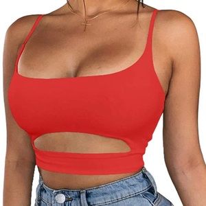 Red Underboob Cutout Crop Top/Bra